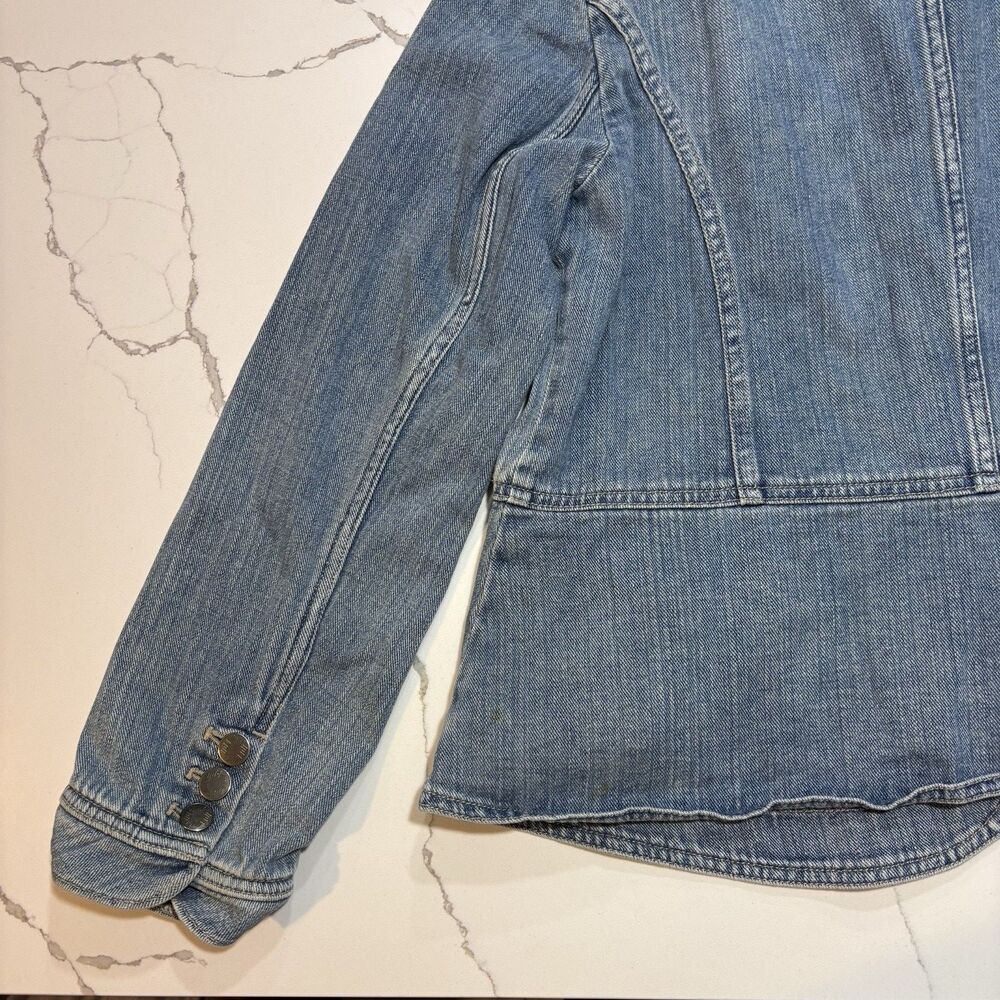 J. JILL VINTAGE Button Down Two Pocket Pleated Classic Blue DENIM JACKET Size M - Picture 12 of 16